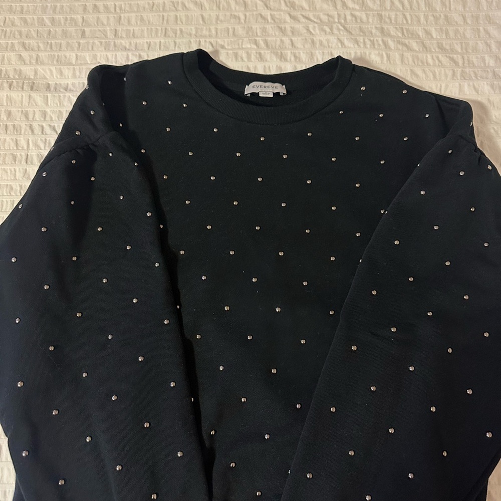 Evereve Black Crewneck with White Dots
